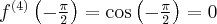 f^{(4)}\left(-\frac{\pi}{2} \right) = \cos\left(-\frac{\pi}{2} \right)=0