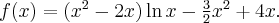 f(x)=(x^{2}-2x)\ln x-\frac{3}{2}x^{2}+4x.