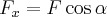 F_x = F \cos \alpha F_x = F \cos \alpha