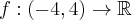 f:(-4,4) \to \mathbb{R}